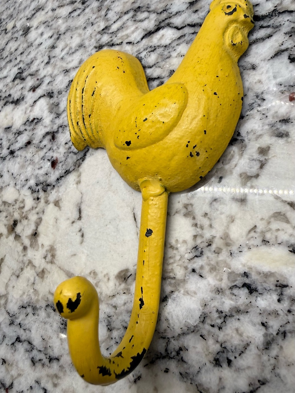Cast Iron Rooster Wall Hook in Yellow